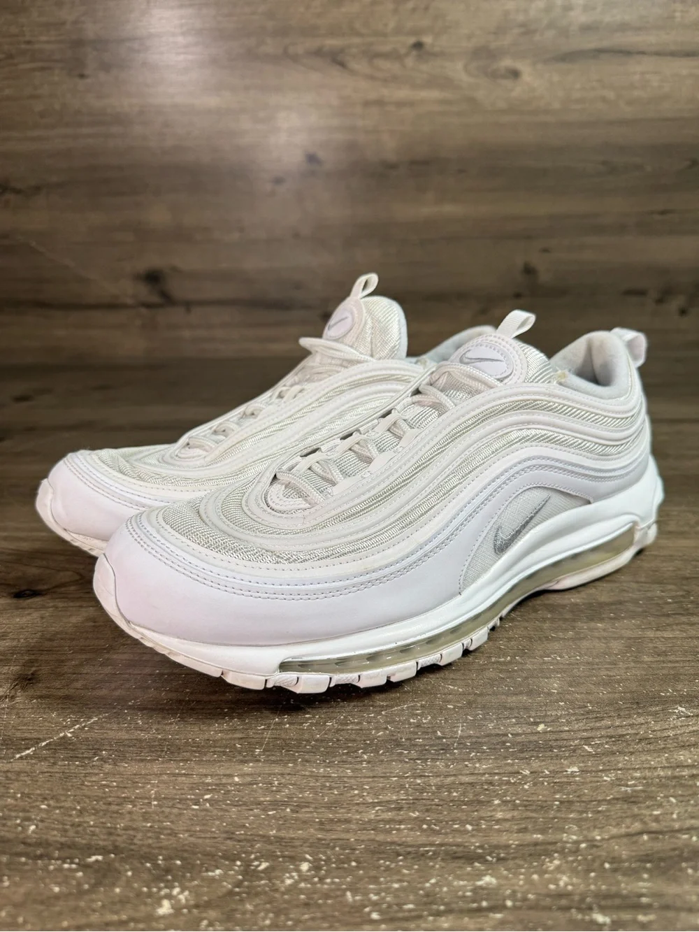 Nike Air Max 97 Triple White Wolf Grey Mens Size 12 921826-101 Sneakers